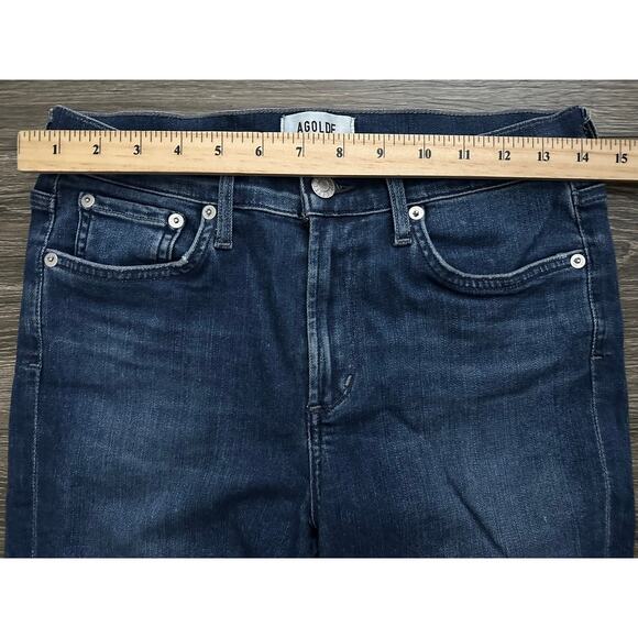 Agolde Sophie High Rise Raw Hem Blue Jeans Crop Skinny Stretch size 28 - Picture 4 of 8